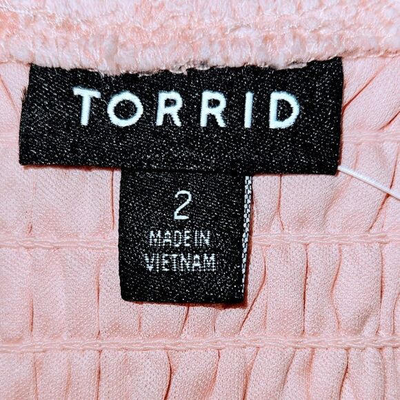 NEW TORRID PLUS SIZE LACE Square Neck Pink Smocked Crop Top Tank 2X - Picture 10 of 16